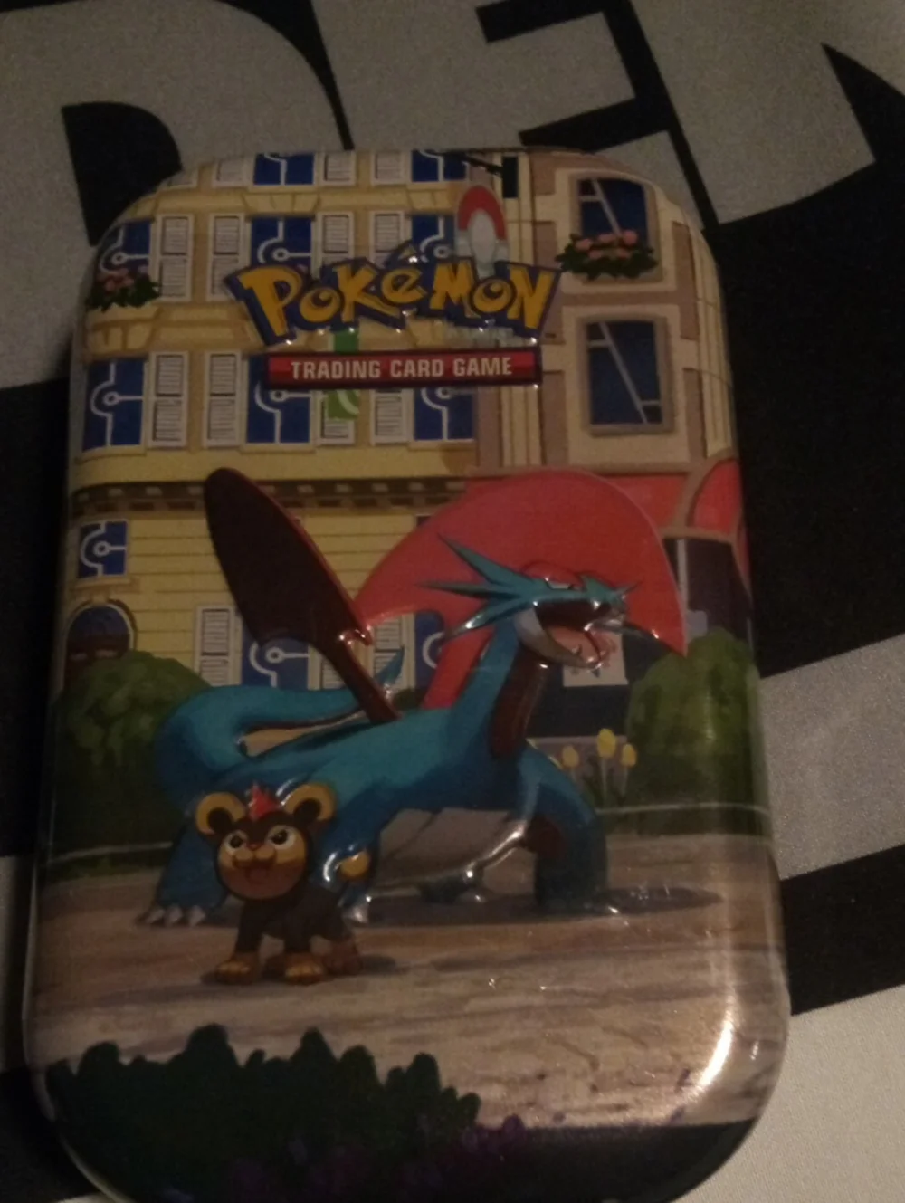 Trading Card Game Metal Tin - Blue & Red Pokemon Card Brand New